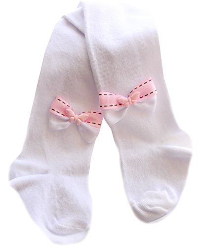 La Bortini Baby/Kinder Strumpfhose mit Schleife Weiß festlich Taufe (80/86) von La Bortini