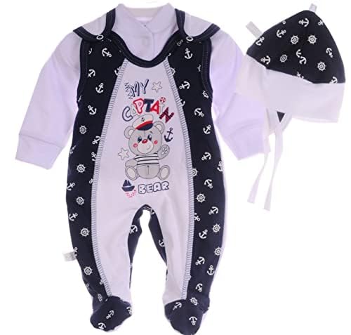 La Bortini Baby Anzug 3Tlg Strampler Hemdchen Mütze (44-50) von La Bortini