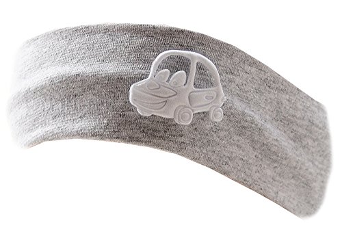 La Bortini Baby Kinder Haarband Stirnband Hairband Grau mit Auto festlich sommerlich (KU 35-43cm.) von La Bortini