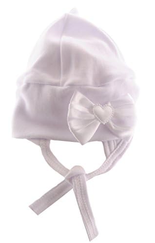 La Bortini Baby Mütze Cap Mützchen Haube mit Schleife Weiß festlich Taufe (68-74) von La Bortini