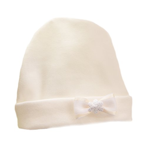 La Bortini Baby Mütze Mützchen Cap Haube mit Schleife Creme festlich (80) von La Bortini