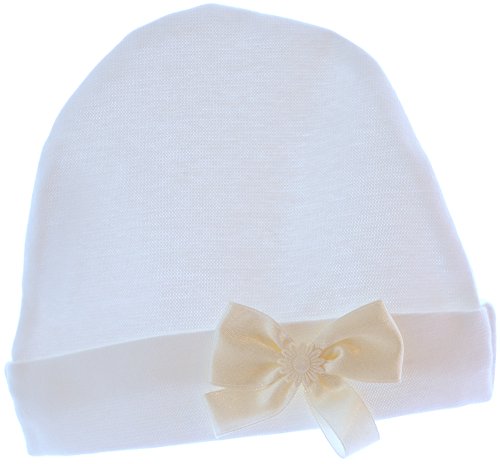La Bortini Baby Mütze Mützchen Cap Mit Schleife Creme Baumwolle (KU 42-44cm.) von La Bortini