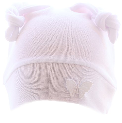 La Bortini Baby Mütze Zipfelmütze Mützchen Knotenmütze Cap Weiß Baumwolle (KU 35-43cm.) von La Bortini