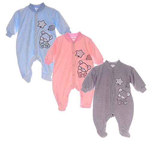 La Bortini Baby Strampler Overall 50 56 62 68 74 Anzug Einteiler Schlafanzug (68, blau) von La Bortini