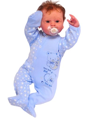 La Bortini Baby Strampler Overall mit Kratzschutz – Langarm Schlafanzug mit Umschlagärmeln – Babykleidung für Jungen & Mädchen – Weicher Einteiler für Neugeborene und Kleinkinder (3, 74-80) von La Bortini