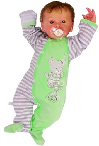 La Bortini Baby Strampler Overall mit Kratzschutz – Langarm Schlafanzug mit Umschlagärmeln – Babykleidung für Jungen & Mädchen – Weicher Einteiler für Neugeborene und Kleinkinder (7, 56-62) von La Bortini