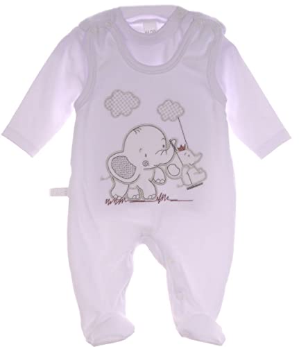La Bortini Baby Strampler und Shirt Baby Anzug 46 50 56 62 68 (62-68, weiß) von La Bortini