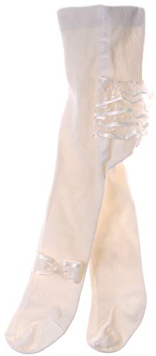 La Bortini Baby Strumpfhose mit Rüschen Schleife creme ivory festlich Taufe (50/56) von La Bortini