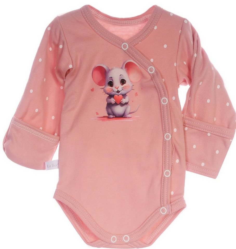 La Bortini Body Wickelbody Body Baby Langarmbody mit Kratzschutz für Babys und Kinder Größen 44 50 56 62 68 74 80 86, aus reiner Baumwolle von La Bortini