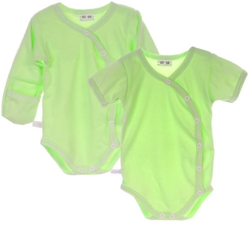 La Bortini Body Wickelbody Baby Bodys 2er Pack Langarmbody Kurzarmbody aus reiner Baumwolle, 44 50 56 62 68 74 80 86 92 98 von La Bortini