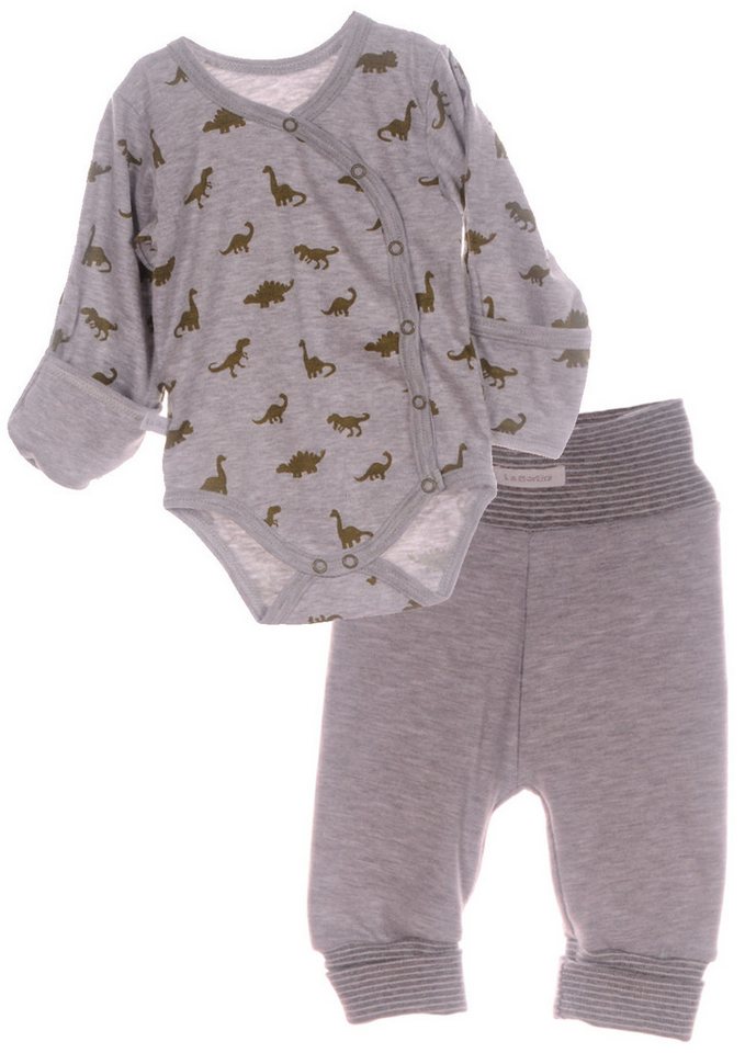 La Bortini Body & Hose Baby Wickelbody mit Kratzschutz und Hose in Grau neutral (für Neugeborene, Langarmbody und Babyhose) aus Baumwolle, unisex, 44 50 56 62 68 74 80 86 von La Bortini