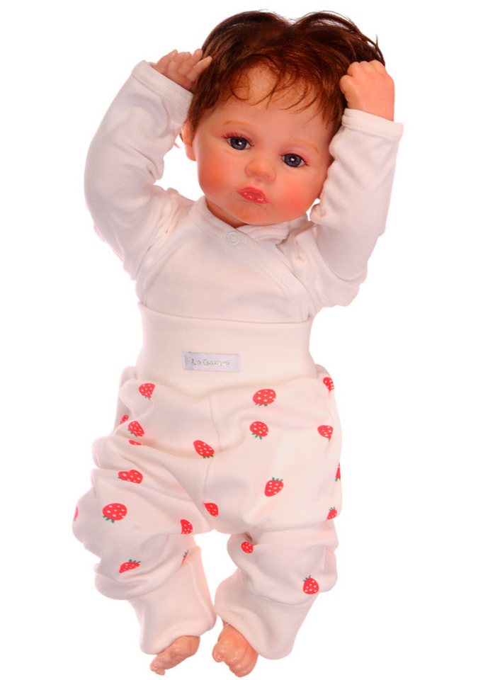 La Bortini Body & Hose Erstlingsset Baby Anzug Wickelbody Mitwachshose in Creme aus Baumwolle, mit Erdbeeren, 44 50 56 62 68 von La Bortini