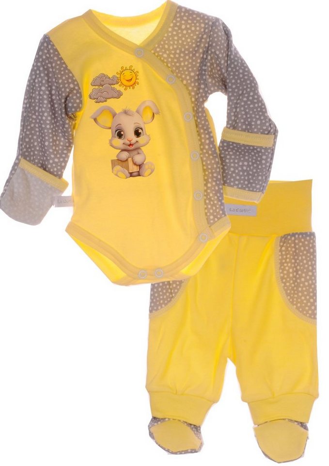 La Bortini Body & Hose Wickelbody Hose Baby Anzug 2tlg Set Body 44 50 56 62 68 74 80 86 aus reiner Baumwolle von La Bortini