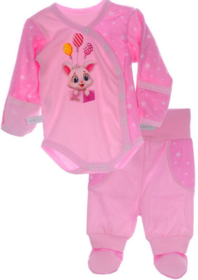 La Bortini Body & Hose Wickelbody Hose Baby Anzug 2tlg Set Body 44 50 56 62 68 74 80 86 aus reiner Baumwolle von La Bortini