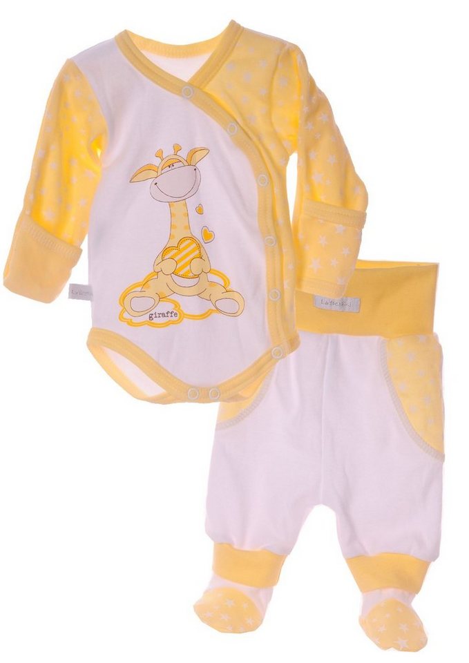 La Bortini Body & Hose Wickelbody Hose Baby Anzug 2tlg Set Body 44 50 56 62 68 74 80 Body mit Giraffen Druck und Sternen Muster von La Bortini