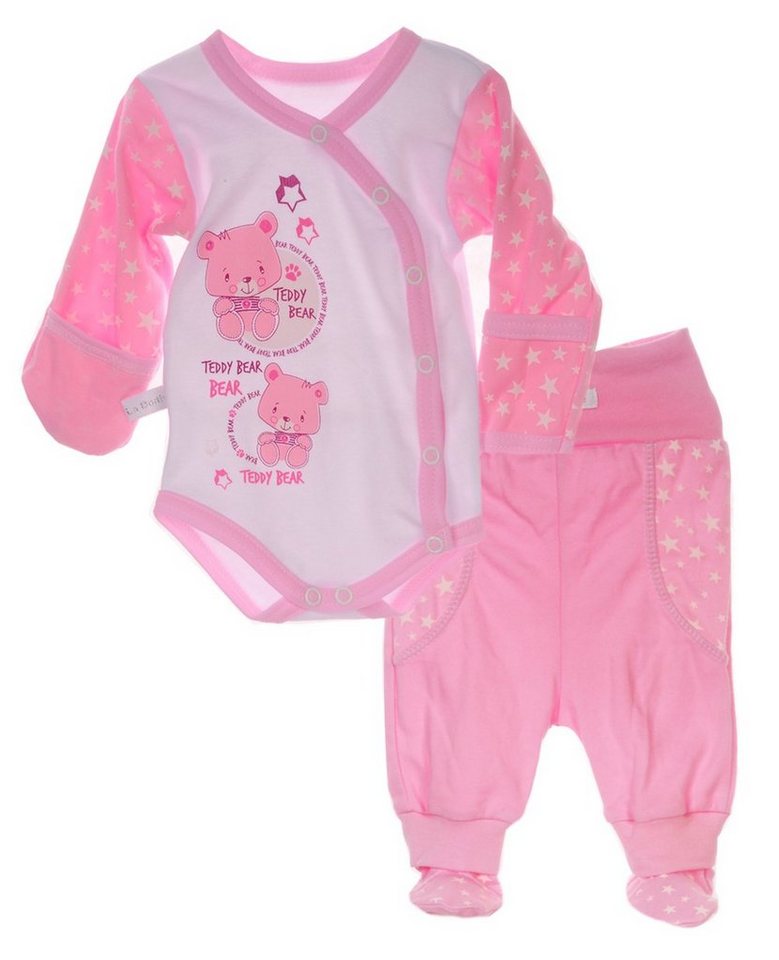 La Bortini Body & Hose Wickelbody Hose Baby Anzug 2tlg Set Body 44 50 56 62 68 74 aus reiner Baumwolle von La Bortini