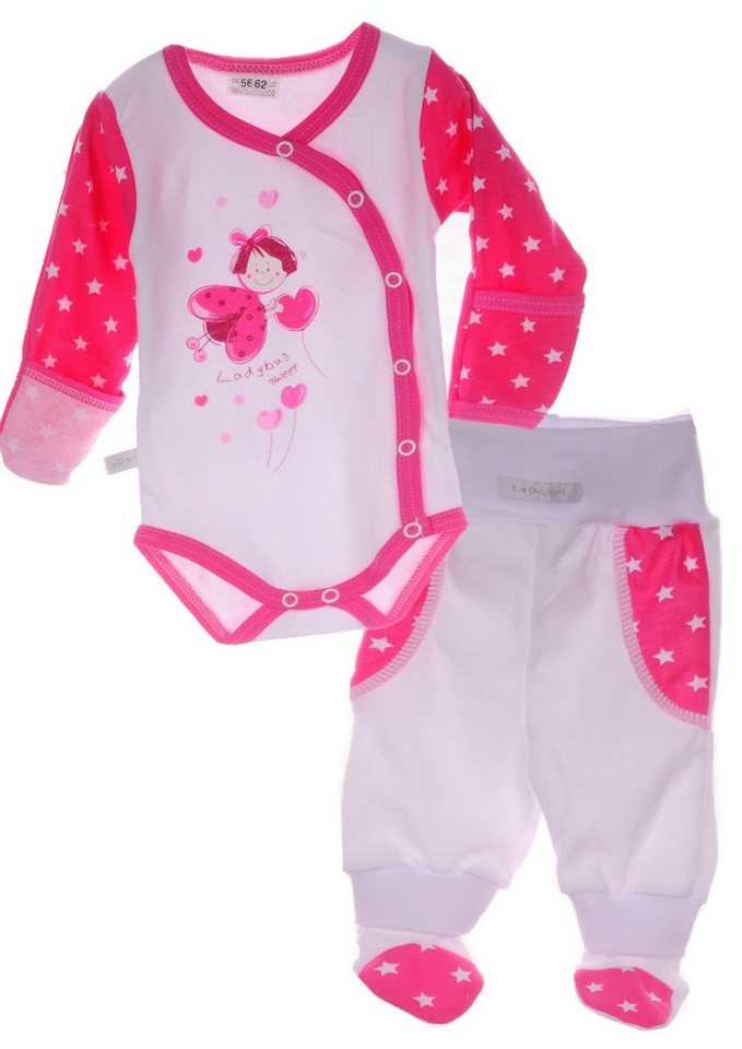 La Bortini Body & Hose Wickelbody Hose Baby Anzug 2tlg Set Body 44 50 56 62 68 aus 100% Baumwolle von La Bortini