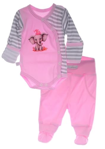 La Bortini Body & Hose Wickelbody Hose Baby Anzug 2tlg Set Body Ärmel mit Kratzfäustlinge (9, 44-50) von La Bortini