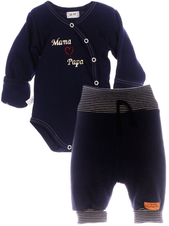 La Bortini Body & Hose Wickelbody mit Kratzschutz in Blau Erstlingsset Anzug (Set für Neugeborene) aus Baumwolle, 44 50 56 62 68 68 74 80 86 von La Bortini