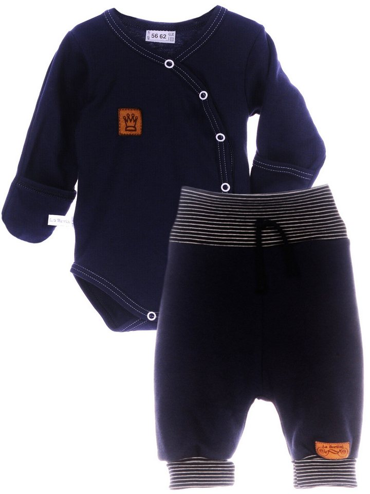 La Bortini Body & Hose Wickelbody mit Kratzschutz in Blau Erstlingsset Anzug (Set für Neugeborene) aus Baumwolle, 44 50 56 62 68 68 74 80 86 von La Bortini