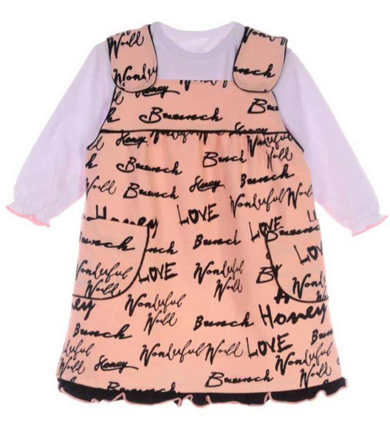 La Bortini Druckkleid Langarmshirt und Kleidchen Kleid Trägerrock Set gemustert, 74 80 von La Bortini