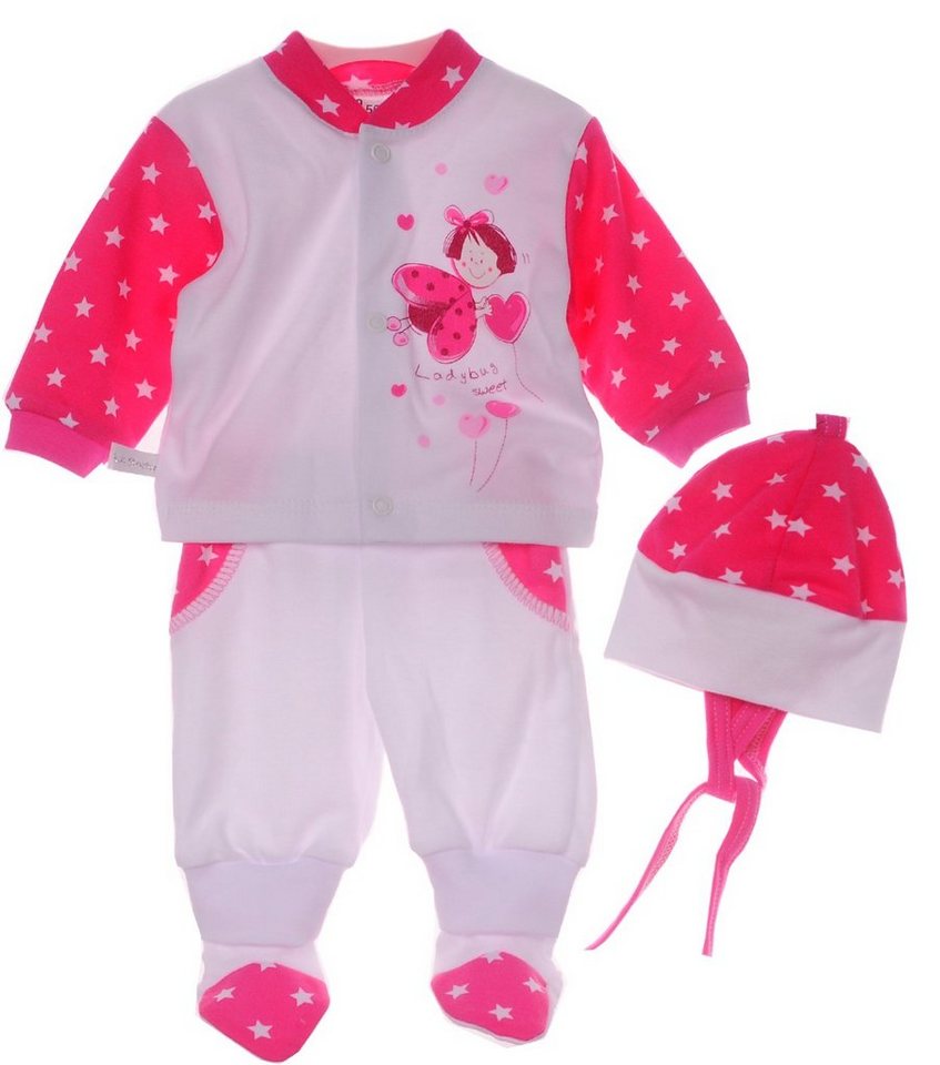 La Bortini Erstausstattungspaket Baby Anzug 3Tlg Hemdchen Hose Mütze 44 50 56 62 68 von La Bortini