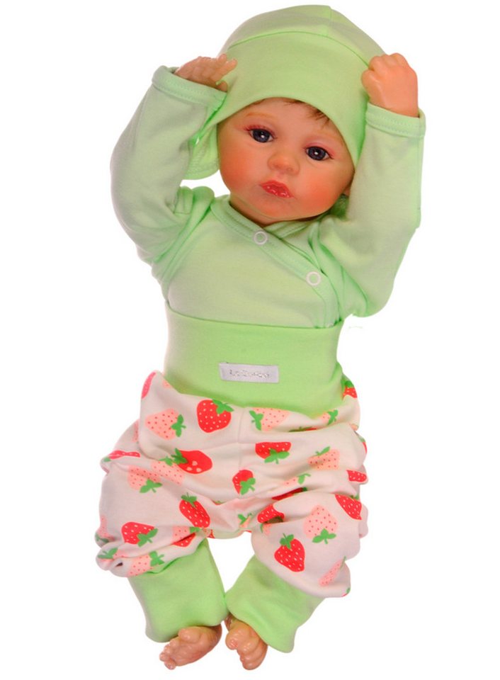 La Bortini Erstausstattungspaket Baby Anzug Body Hose Mütze Erstlingsset für Neugeborene in grün (Langarmbody Mützchen Schlupfhose Paket, 3-teilig, für Mädchen) Langarmbody mit Kratzschutz Mitwachshose 44 50 56 62 68 74 80 86 von La Bortini