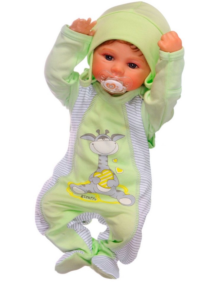 La Bortini Erstausstattungspaket Baby Anzug Strampler Wickelbody Mütze Set in Grün neutral (für Baby Jungen und Mädchen, Erstlingsset unisex) aus Baumwolle, 44 50 für Neugeborene von La Bortini