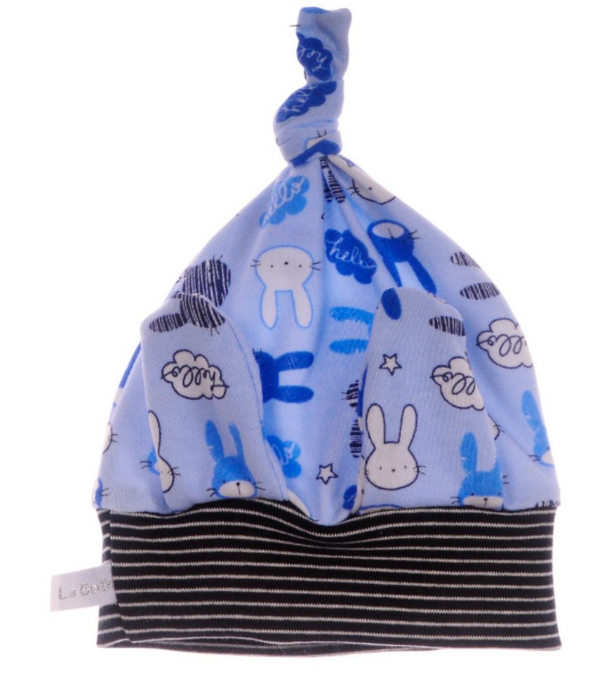 La Bortini Erstlingsmütze Babymütze Knotenmütze Mütze für Neugeborene in Blau mit Hasen (Übergangsmütze für Neugeborene) 32 33 34 35 36 37 38 39 40 41 42 43 44 45 46 47 48 49 50 von La Bortini