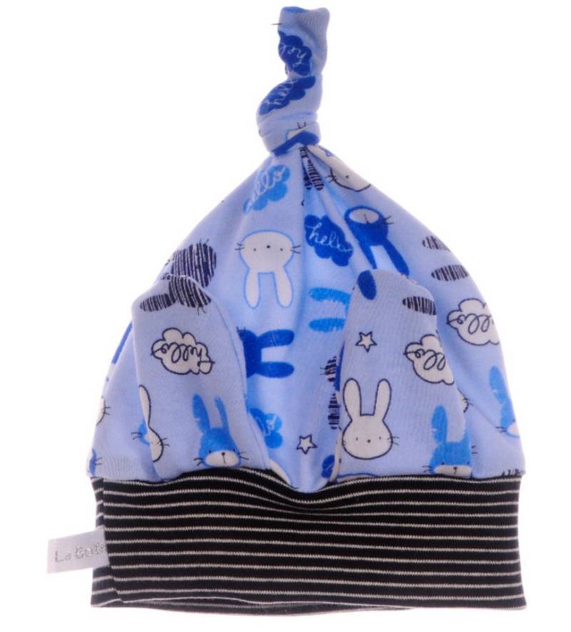 La Bortini Erstlingsmütze Babymütze Knotenmütze Mütze für Neugeborene in Blau mit Hasen (Übergangsmütze für Neugeborene) 32 33 34 35 36 37 38 39 40 41 42 43 44 45 46 47 48 49 50 von La Bortini