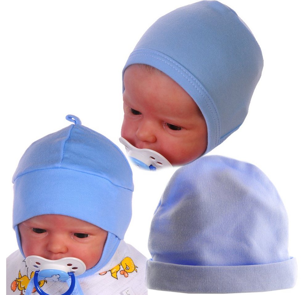 La Bortini Erstlingsmütze Babymützen 3er Pack blau Erstlingsmütze Baby Mützchen 32 34 36 38 40 von La Bortini