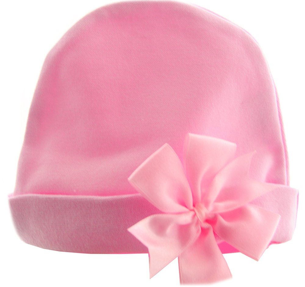 La Bortini Erstlingsmütze Mütze mit Schleife Haube in Rosa für Baby und Kinder ab 0Mon von La Bortini