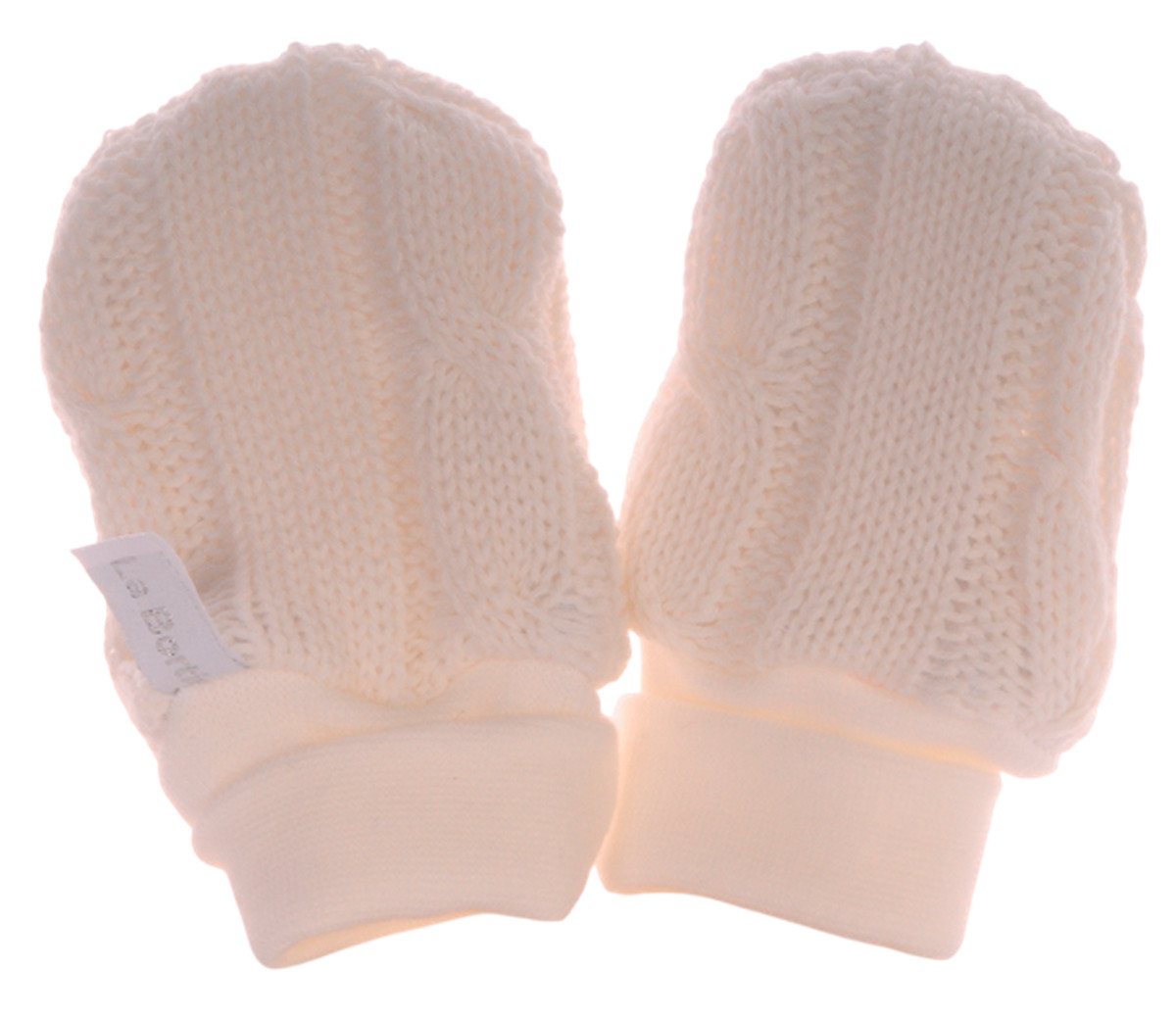 La Bortini Fäustlinge Baby Strickfäustlinge Handschuhe in creme weiß gestrickt (1 Paar) aus Baumwolle, für Neugeborene von La Bortini