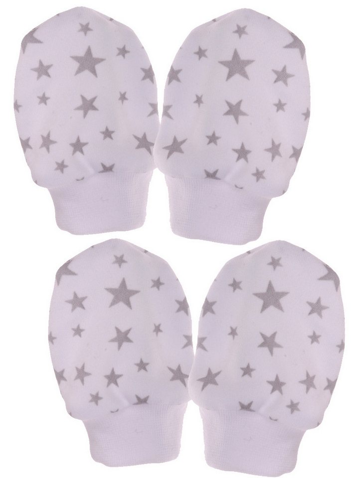 La Bortini Fäustlinge Fäustlinge Kratzhandschuhe Baby Kratzfäustlinge 2er Pack mit Sternchen Muster, neutral, unisex, für Neugeborene von La Bortini