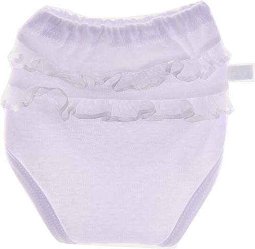 La Bortini Frilly Höschen Rüschen Weiß 50-104 Taufe Baby Slips Spitzen Unterhose (80/86) von La Bortini