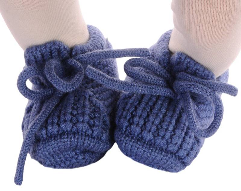 La Bortini Füßlinge Baby Strickschuhe Socken 3-6Mon Stricksocken unisex weich, war, für Neugeborene, in Blau von La Bortini