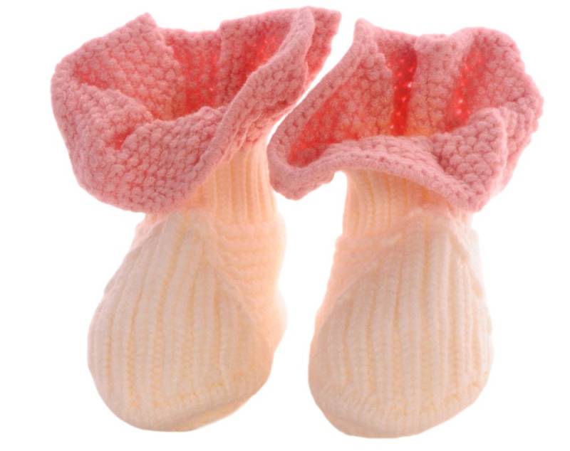 La Bortini Füßlinge Baby Strickschuhe Socken Stricksocken Erstlingssocken mit Rüschen weich, warm, für Neugeborene, Erstlingssocken booties von La Bortini