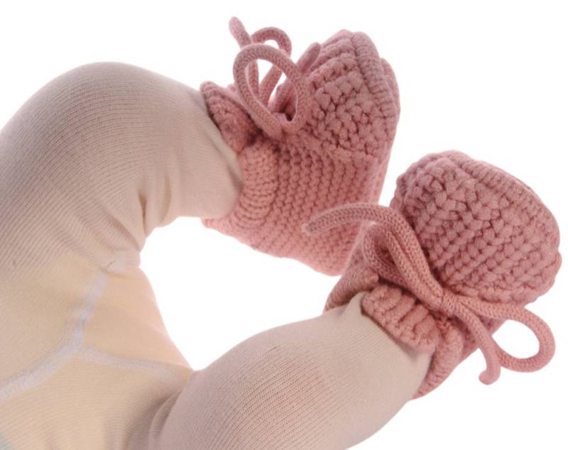 La Bortini Füßlinge Baby Strickschuhe Socken ab 3-6Mon Stricksocken Erstlingssocken weich, für Neugeborene, Erstlingsschuhe, Frühchen, altrosa von La Bortini
