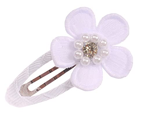 La Bortini Haarspangen Haarclips Baby & Kinder für Taufe Weiß mit Blume von La Bortini