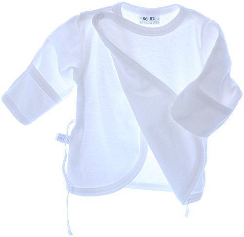 Hemdchen Wickelshirt Babyhemdchen Shirt Flügelhemdchen 50 56 62 68 Taufe Weiß (62) von La Bortini