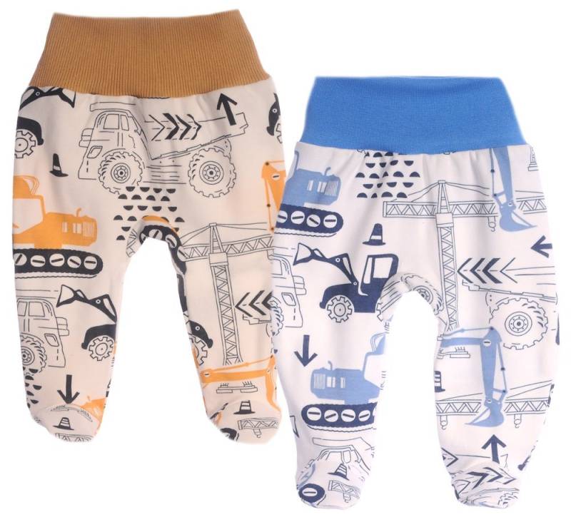 La Bortini Hose & Shorts Erstlingshose Baby Hose mit Fuß 2er Pack Strampler aus reiner Baumwolle, gemustert, 44 50 56 62 68 von La Bortini