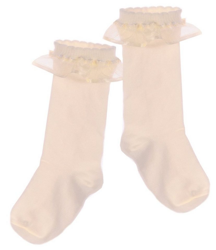 La Bortini Kniestrümpfe Kniestrümpfe Socken für Baby und Kinder Strümpfe mit Rüschen festlich von La Bortini