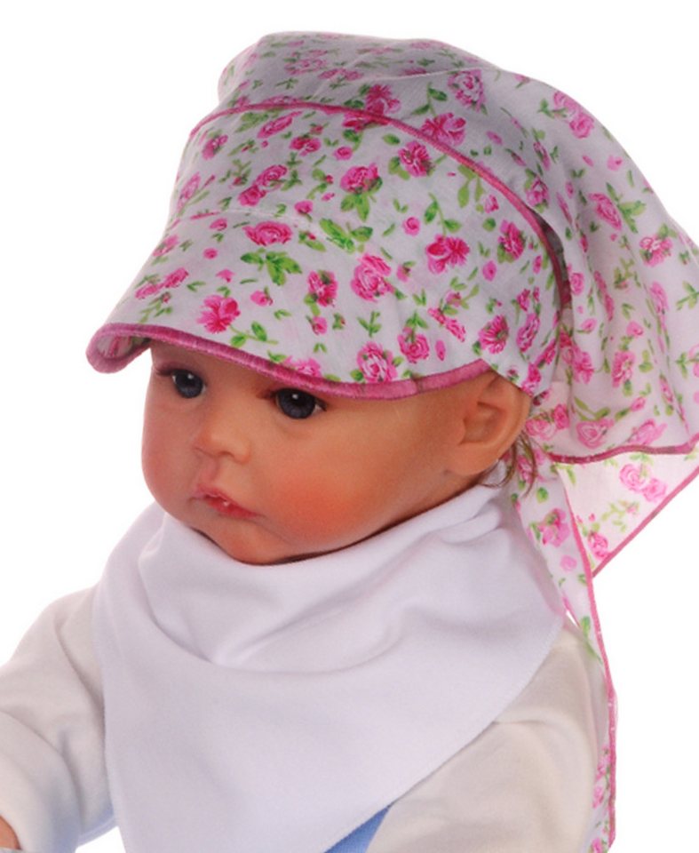 La Bortini Kopftuch Baby und Kinder Sommer Mütze Bandana Tuch mit Blumen, leicht, gemustert, Universelle Größe dank Bindebändern von La Bortini