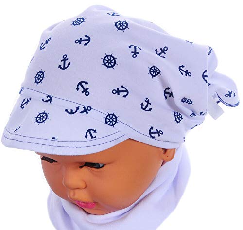 La Bortini Kopftuch mit Schild Kinder Baby Sommermütze Mütze Gummizug Bandana 44/52 46/55 (weiß, KU 46-55cm.) von La Bortini