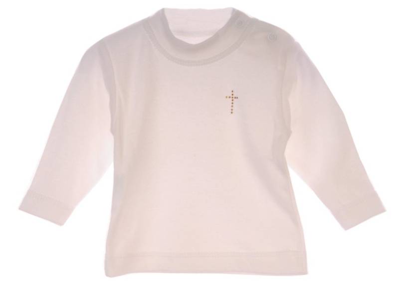 La Bortini Langarmshirt Baby Shirt in Creme oder Weiß Hemdchen aus reiner Baumwolle, 44 50 56 62 68 74 80 von La Bortini