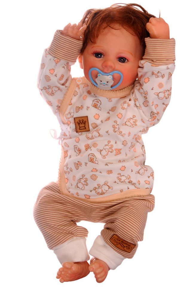 La Bortini Langarmshirt & Hose Baby Anzug Hose Wickelshirt in beige neutral für Neugeborene weich, 44 50 56 für Jungen und Mädchen, unisex von La Bortini