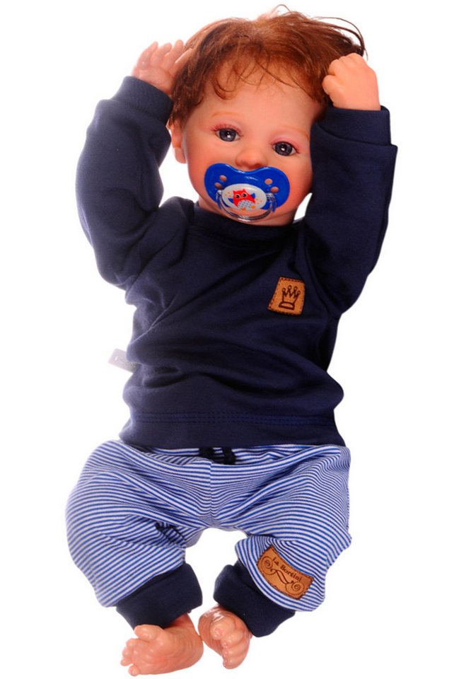 La Bortini Langarmshirt & Hose Baby Anzug Shirt Mitwachshose für Neugeborene in Blau gestreift elastisch, weich, Erstlingsausstattung 44 50 56 62 68 74 80 von La Bortini