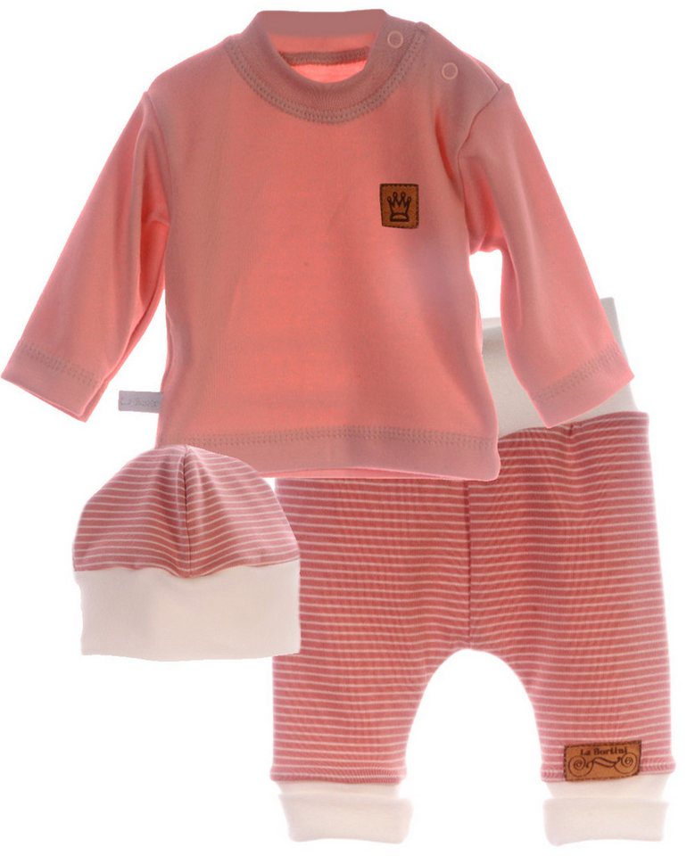 La Bortini Langarmshirt & Hose Baby Anzug Shirt Schlupfhose Mütze Erstlingsset gestreift (für Mädchen, Erstlingsausstattung) elastisch, weich, 3-teilig, 44 50 56 62 68 74 80 von La Bortini