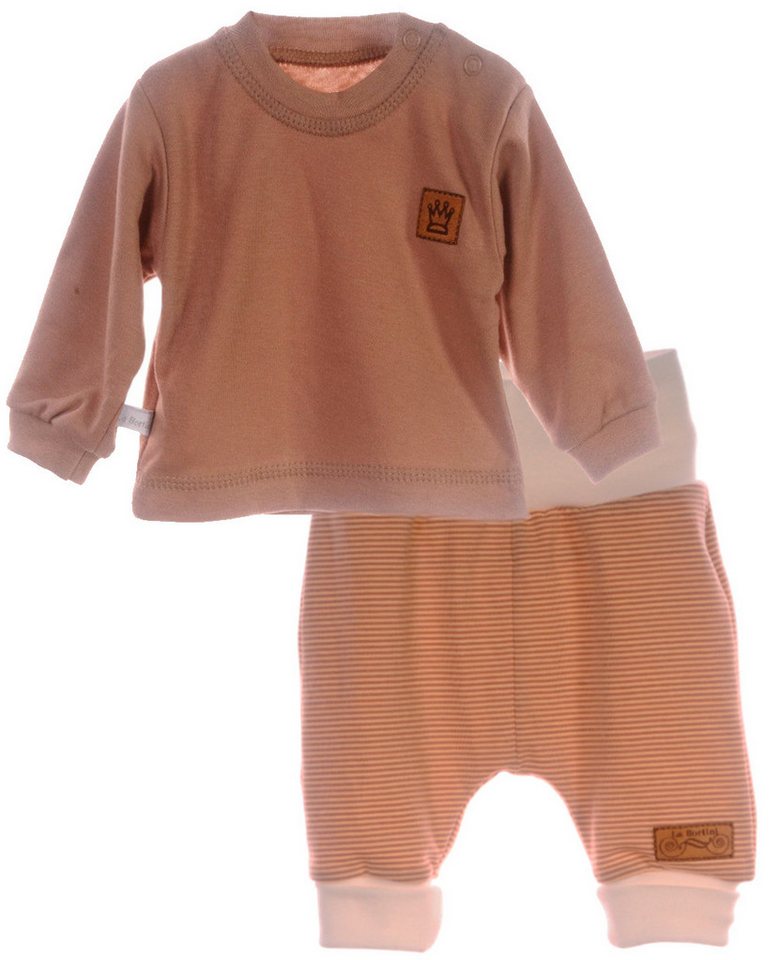 La Bortini Langarmshirt & Hose Baby Anzug Shirt Schlupfhose in Beige für Neugeborene neutral (Set unisex, neutral, 2-teilig, für Jungen und Mädchen, Erstlingsset) weich, elastisch, 44 50 56 62 68 74 80 von La Bortini