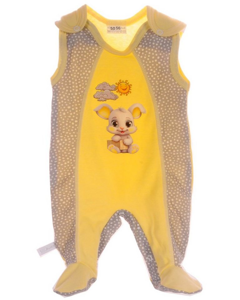 La Bortini Overall Baby Einteiler Strampler ärmellos in Gelb mit Hasen aus reiner Baumwolle, 44 50 56 62 68 74 von La Bortini